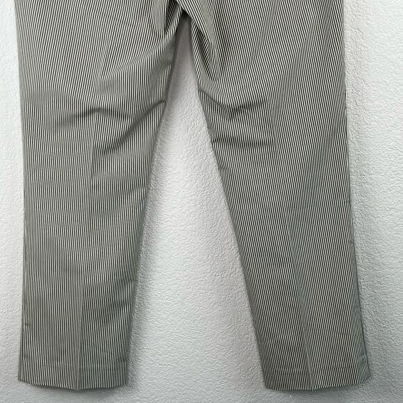Norma Kamali Anthropologie Mid Rise Ankle Pant Black Straw Pinstripe 6 NWT - Picture 8 of 13